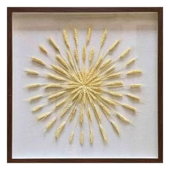 Honeybloom Glass Framed Wheat Wall Art, 25"