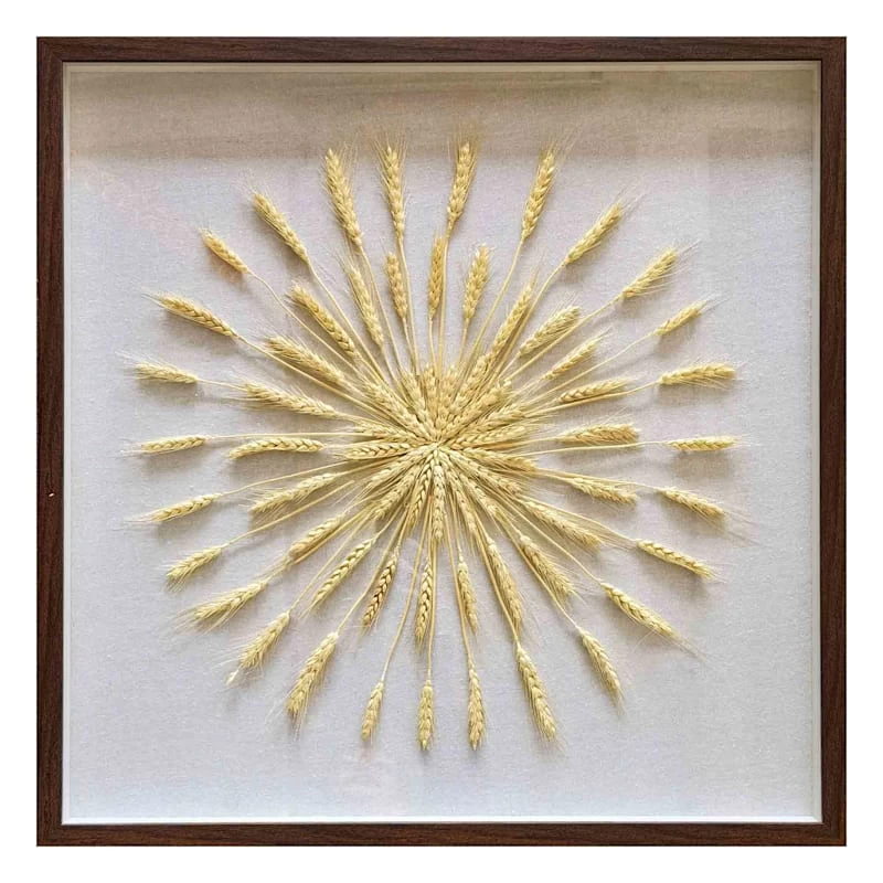 Honeybloom Glass Framed Wheat Wall Art, 25" 3 Honeybloom Glass Framed Wheat Wall Art, 25"