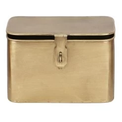 Honeybloom Gold Metal Decorative Box, 7.5"
