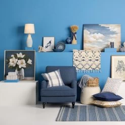 Honeybloom Ivory & Blue Striped Decorative Box, 6x5 -Home Decor Shop honeybloom ivory blue striped decorative box 6x5 9