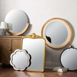 Honeybloom Round Artisanal Wall Mirror, 32" -Home Decor Shop honeybloom round artisanal wall mirror 32 1