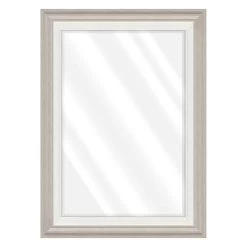 Janice Distressed Gray & White Wall Mirror, 31x43
