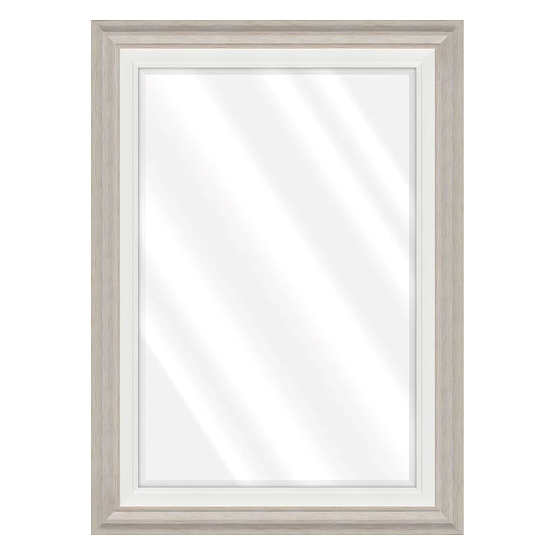 Janice Distressed Gray & White Wall Mirror, 31x43 3 Janice Distressed Gray & White Wall Mirror, 31x43