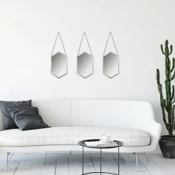 Laila Ali 3-Piece Hanging Hexagon Wall Mirror Set, 7x12 -Home Decor Shop laila ali 3 piece hanging hexagon wall mirror set 7x12 3