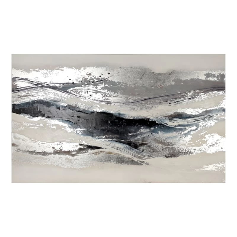 Laila Ali Blue & Silver Abstract Canvas Wall Art, 60x36 3 Laila Ali Blue & Silver Abstract Canvas Wall Art, 60x36