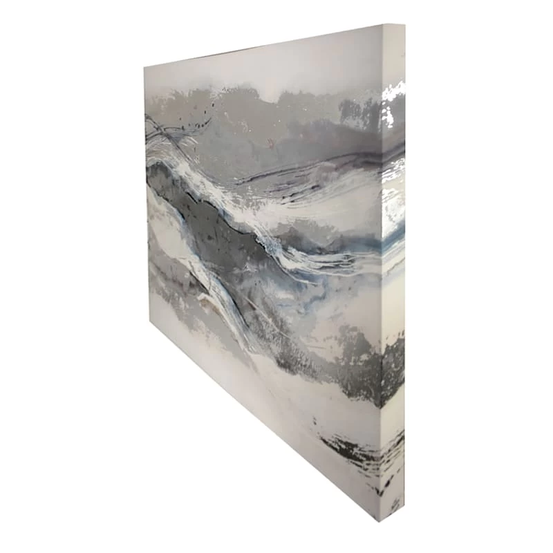 Laila Ali Blue & Silver Abstract Canvas Wall Art, 60x36 4 Laila Ali Blue & Silver Abstract Canvas Wall Art, 60x36 - Image 2