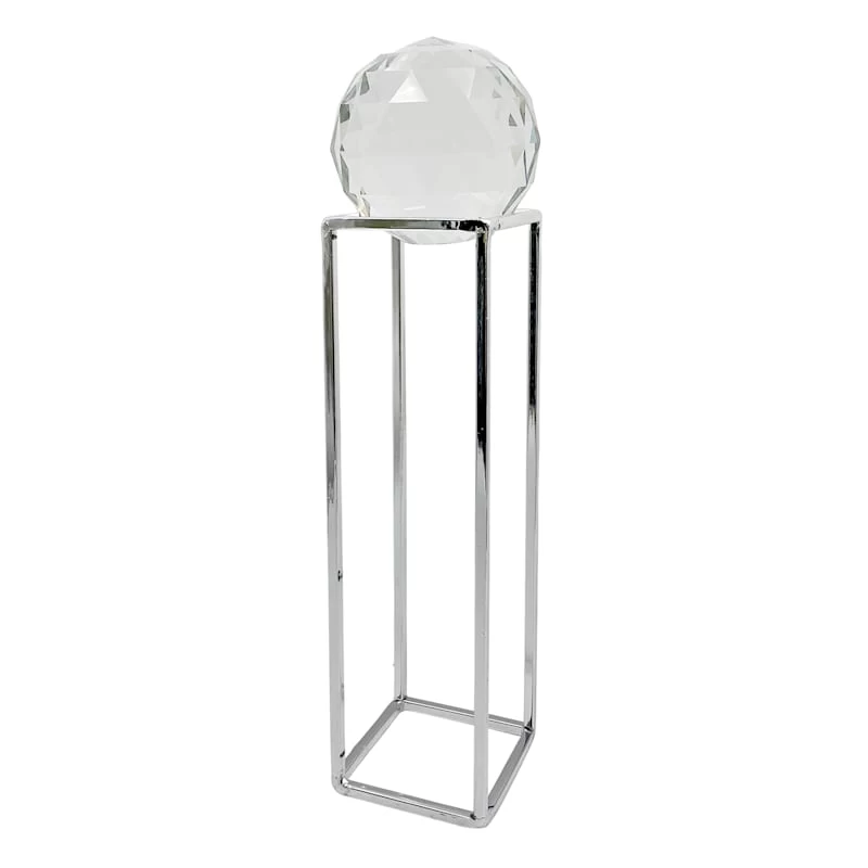 Laila Ali Crystal Ball With Chrome Box Metal Base, 14.5" 3 Laila Ali Crystal Ball With Chrome Box Metal Base, 14.5"
