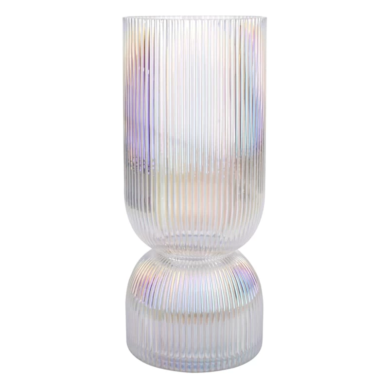 Laila Ali Iridescent Fluted Glass Vase, 10" 3 Laila Ali Iridescent Fluted Glass Vase, 10"