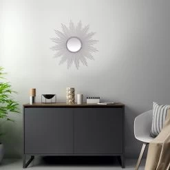 Laila Ali Silver Round Burst Wall Mirror, 24" -Home Decor Shop laila ali silver round burst wall mirror 24 1