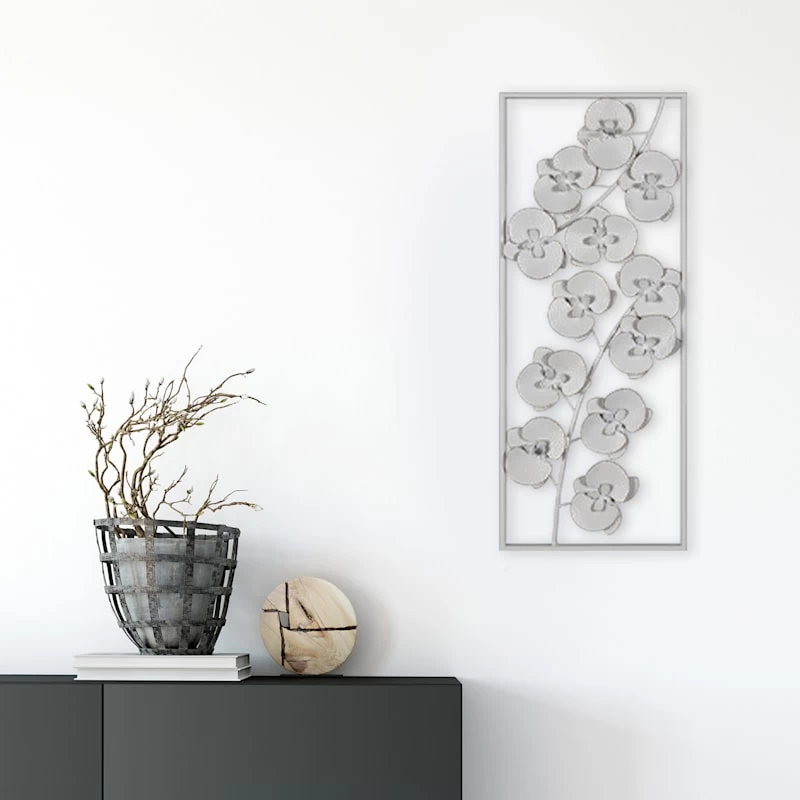 Laila Ali White Floral Panel Wall Art, 14x36 5 Laila Ali White Floral Panel Wall Art, 14x36 - Image 3