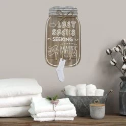 Lost Sock Clothes Pin Wall Decor, 9x14 -Home Decor Shop lost sock clothes pin wall decor 9x14 2