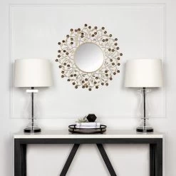 Metal Floral Framed Wall Mirror, 26" -Home Decor Shop metal floral framed wall mirror 26 1