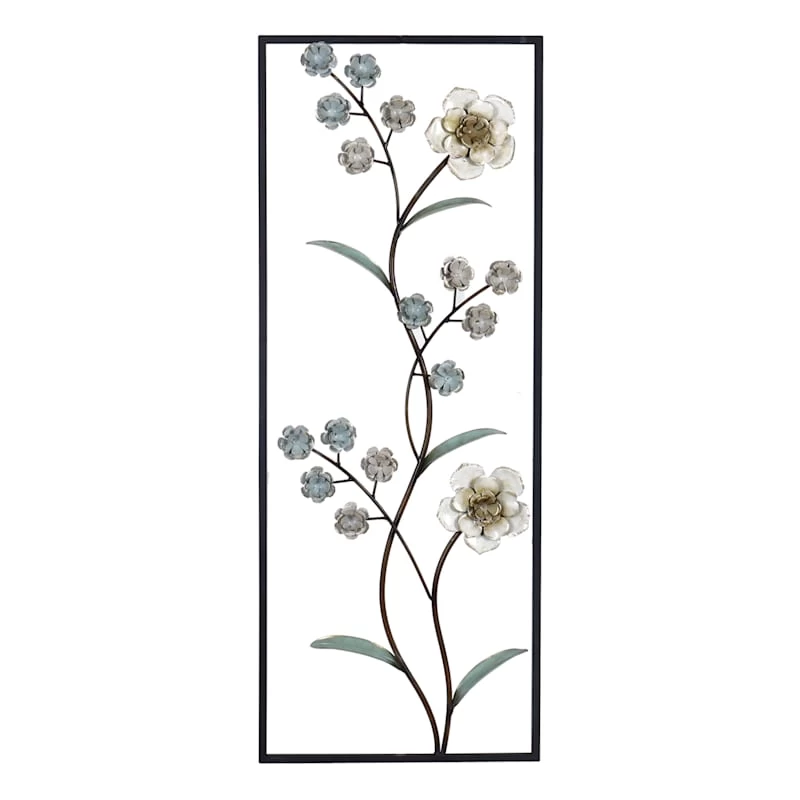 Metal Flower Wall Panel Decor, 14x36 3 Metal Flower Wall Panel Decor, 14x36