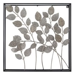 Metal Whitewashed Leaves Wall Art, 16"