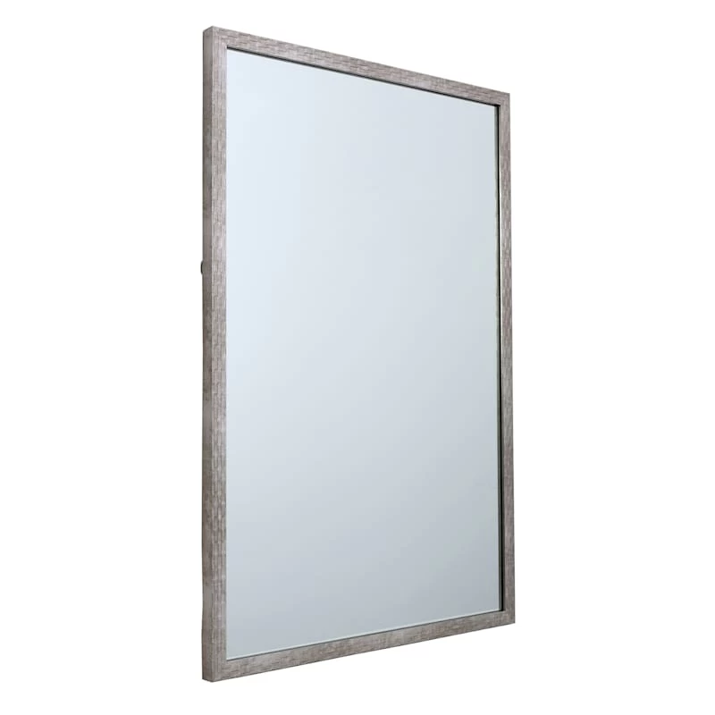 Metallic Woven Textured Framed Wall Mirror, 24x36 4 Metallic Woven Textured Framed Wall Mirror, 24x36 - Image 2