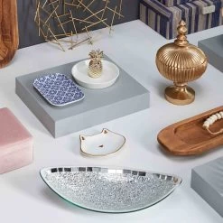 Home Decor Shop -Home Decor Shop mosaic crackle glass tray 15x7 2