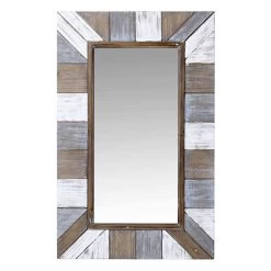 Multicolored Wood Striped Wall Mirror, 22x36
