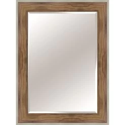 Pecan Wood & Silver Framed Wall Mirror, 32x44