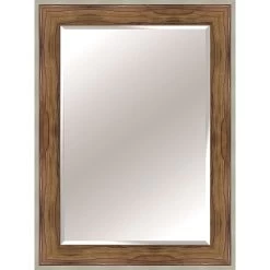 Pecan Wood & Silver Framed Wall Mirror, 32x44