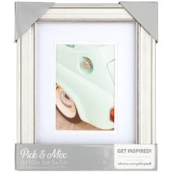 Pick & Mix 8x10 Matted To 5x7 Beaded Wall Frame, Silver -Home Decor Shop pick mix 8x10 matted to 5x7 beaded wall frame silver 1