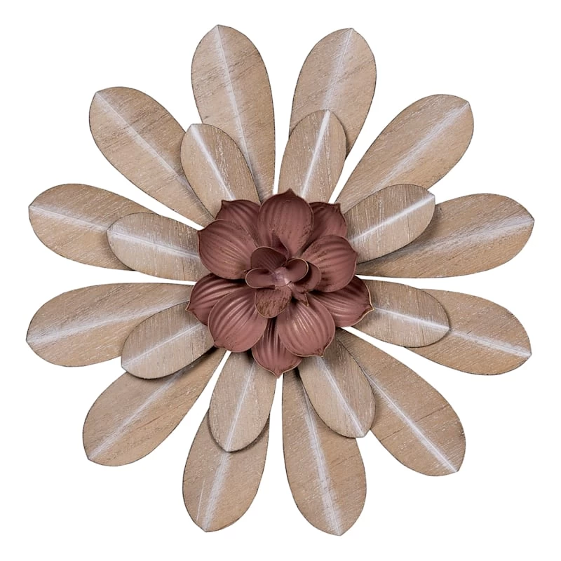 Pink Metal Flower Wall Art, 8" 3 Pink Metal Flower Wall Art, 8"