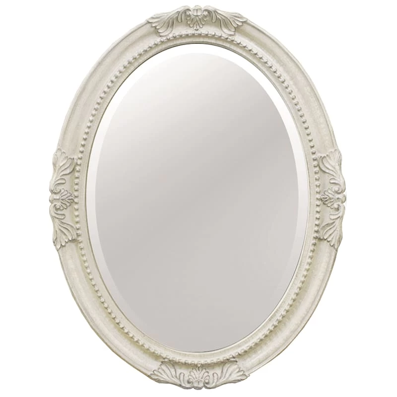 Polyurethane Framed Antique White Oval Wall Mirror, 25x33 3 Polyurethane Framed Antique White Oval Wall Mirror, 25x33