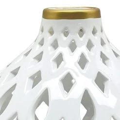 Providence White Cutout Ceramic Vase, 9" -Home Decor Shop providence white cutout ceramic vase 9 1