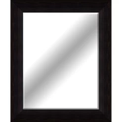 Ribbed Bronze Framed Beveled Wall Mirror, 29x35