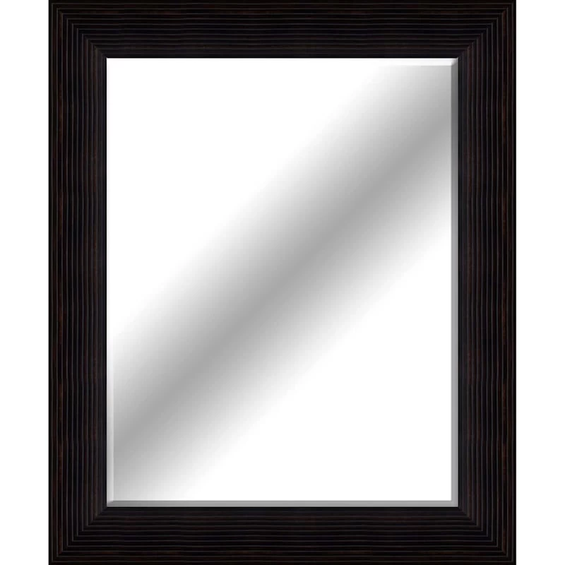 Ribbed Bronze Framed Beveled Wall Mirror, 29x35 3 Ribbed Bronze Framed Beveled Wall Mirror, 29x35