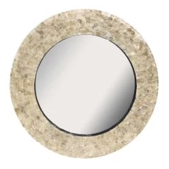 Round Mother Of Pearl Framed Gallery Wall Mirror, 30"