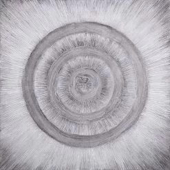 Silver Circle Abstract Canvas Wall Art, 40"