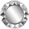 Silver Geometric Dimensional Round Wall Mirror, 36" 1 Silver Geometric Dimensional Round Wall Mirror, 36" -Home Decor Shop silver geometric dimensional round wall mirror 36