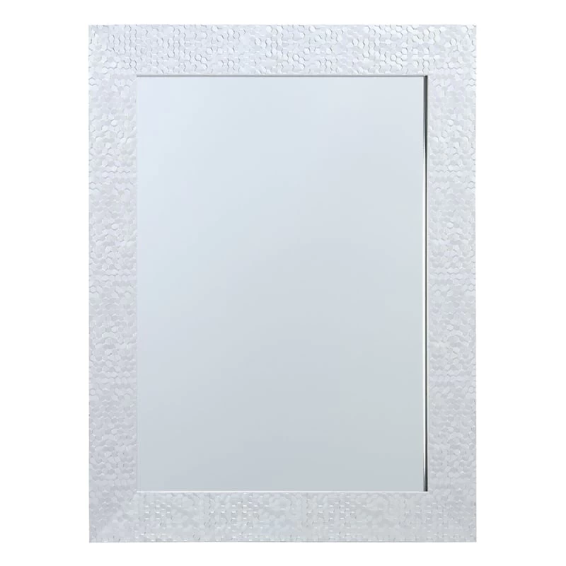 Silver Hexagon Textured Framed Wall Mirror, 22x28 3 Silver Hexagon Textured Framed Wall Mirror, 22x28
