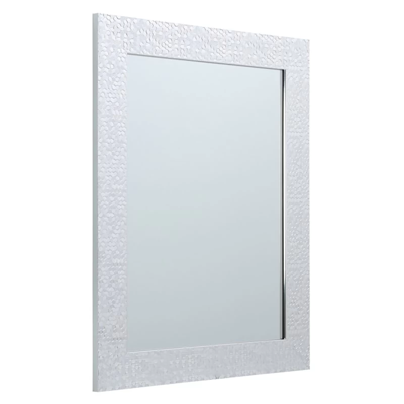 Silver Hexagon Textured Framed Wall Mirror, 22x28 4 Silver Hexagon Textured Framed Wall Mirror, 22x28 - Image 2