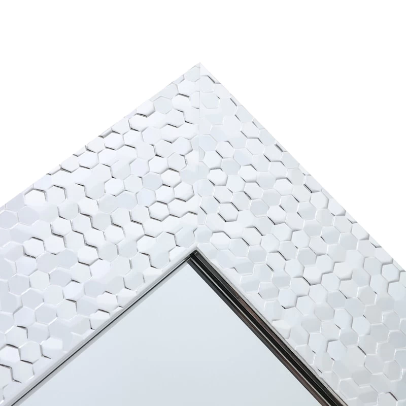 Silver Hexagon Textured Framed Wall Mirror, 22x28 6 Silver Hexagon Textured Framed Wall Mirror, 22x28 - Image 4