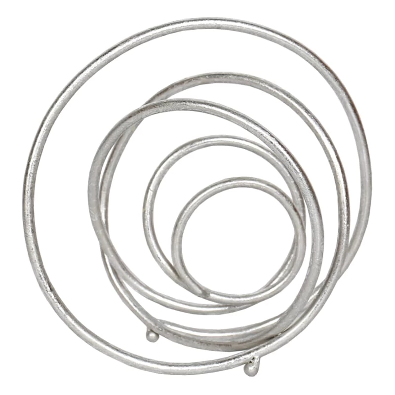 Silver Metal Circle Figurine, 10" 3 Silver Metal Circle Figurine, 10"