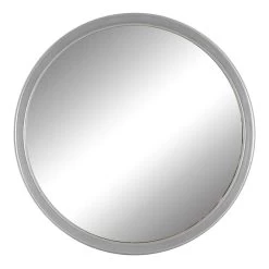 Silver Metal Round Wall Mirror, 14"
