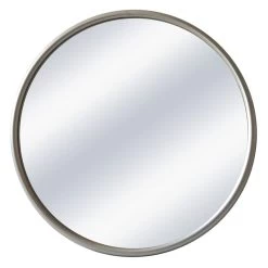 Silver Metal Round Wall Mirror, 22"