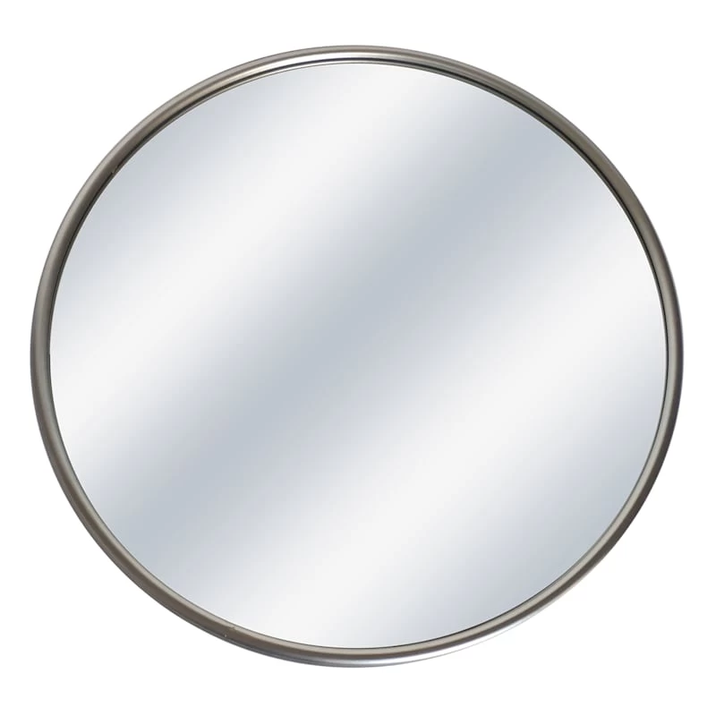 Silver Metal Round Wall Mirror, 32" 3 Silver Metal Round Wall Mirror, 32"