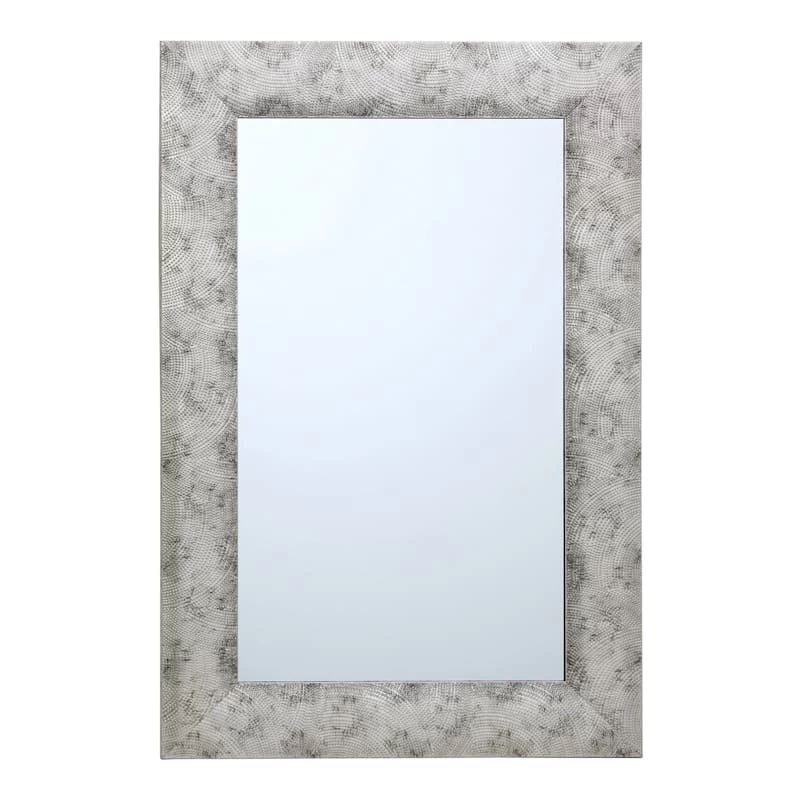 Silver Raised Dots Framed Wall Mirror, 24x36 3 Silver Raised Dots Framed Wall Mirror, 24x36