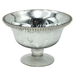 Silver Rhinestone Compote, 5"