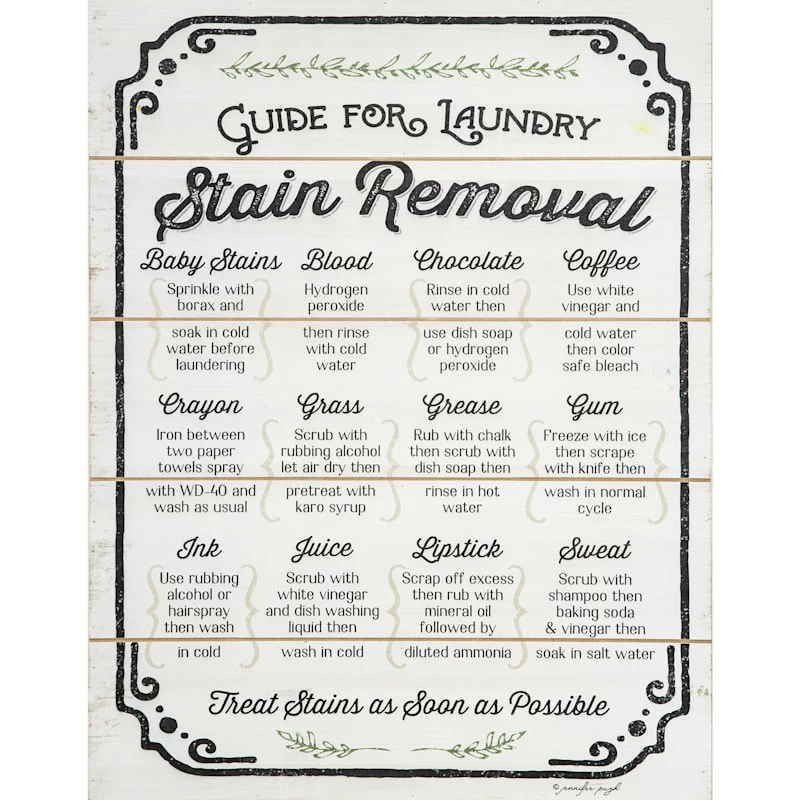 Stain Removal Guide Wooden Wall Art, 16x20 3 Stain Removal Guide Wooden Wall Art, 16x20