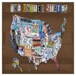 The United States License Plate Map Canvas Wall Art, 24x36