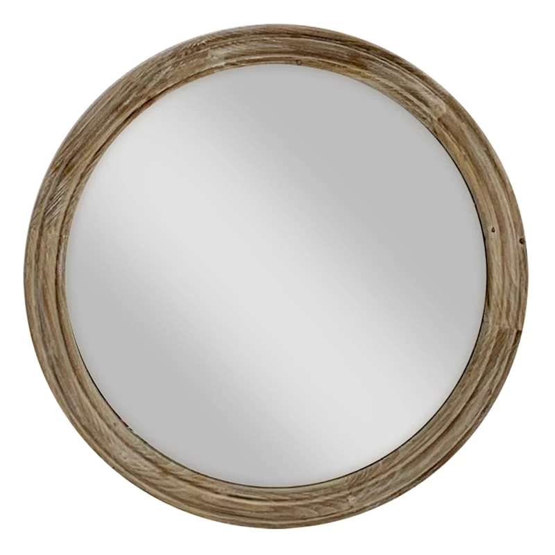 Thin Wood Round Wall Mirror, 24" 3 Thin Wood Round Wall Mirror, 24"
