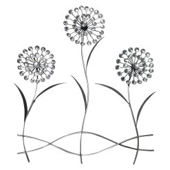 Three Stem Bling Flower Wall Decor, 19x22