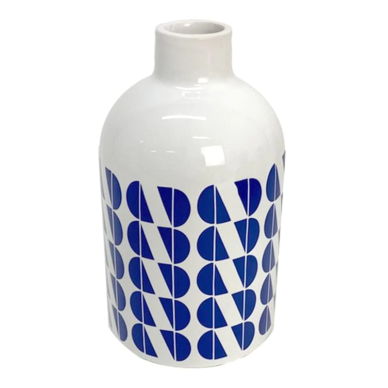 Tracey Boyd Blue & White Printed Vase, 7" 3 Tracey Boyd Blue & White Printed Vase, 7"