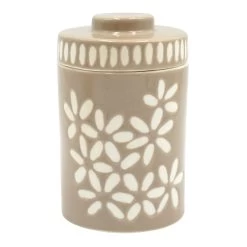 Tracey Boyd Brown Floral Ceramic Jar, 6"