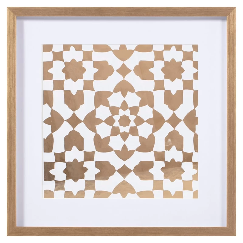 Tracey Boyd Glass Framed Gold Mosaic Print Wall Art, 16" 3 Tracey Boyd Glass Framed Gold Mosaic Print Wall Art, 16"