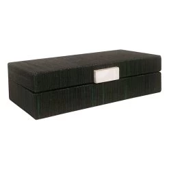 Tracey Boyd Green Woven Decorative Box, 13x7