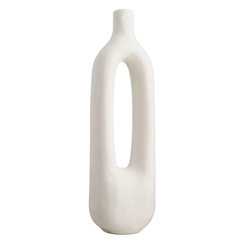 Tracey Boyd White Ceramic Open Vase, 17.5" 3 Tracey Boyd White Ceramic Open Vase, 17.5"